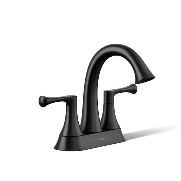 Buckley 4 in. Centerset Double Handle Bathroom Sink Faucet in Matte Black - 1.2 GPM