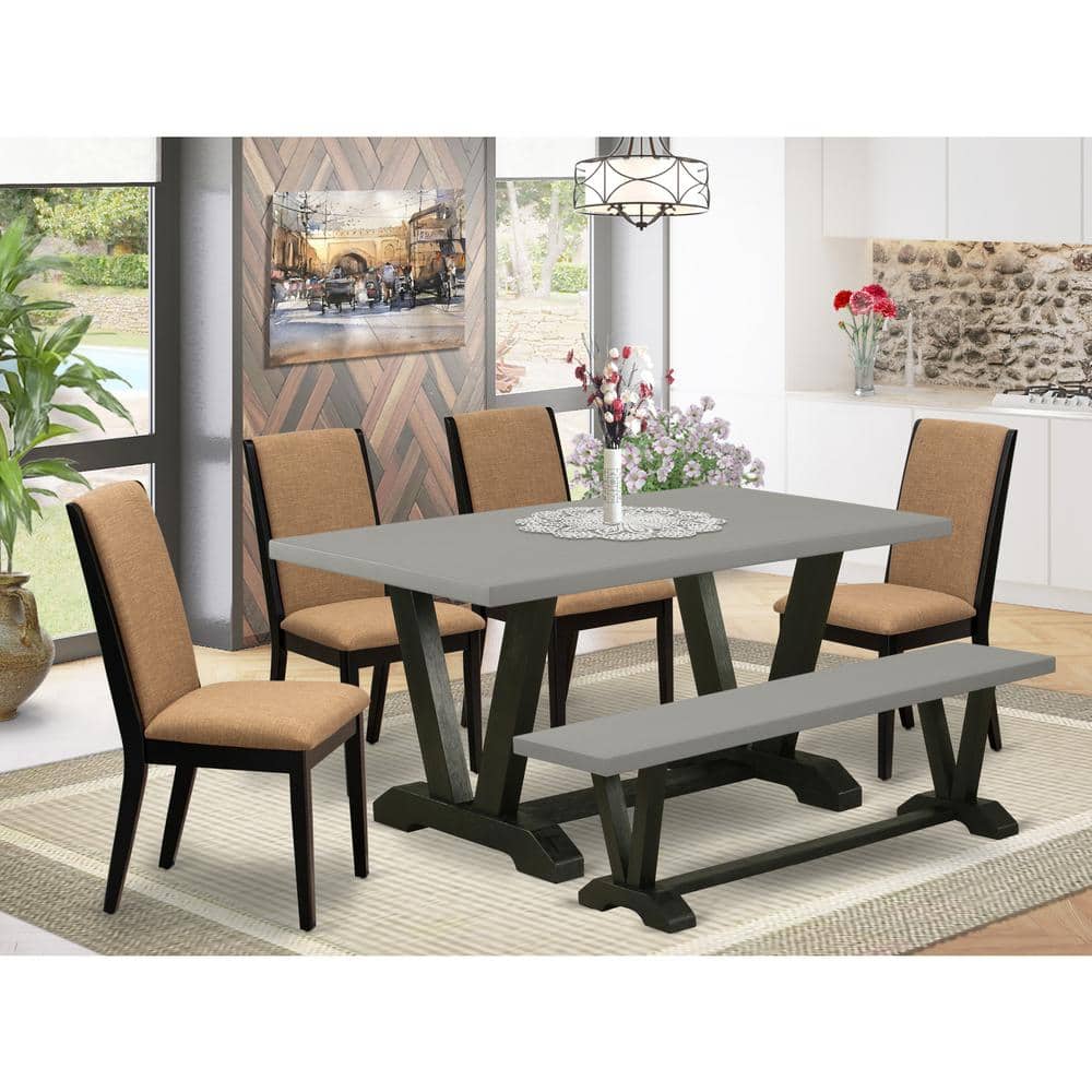 6-Piece Rectangle Natural Oak Finish Solid Wood Top dining Table with 1-Bench and 4-Chairs with Lattice Back price history on PriceWatchPro