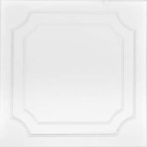 Virginian Plain White 1.6 ft. x 1.6 ft. Decorative Foam Glue Up Ceiling Tile (259.2 sq. ft./Case)