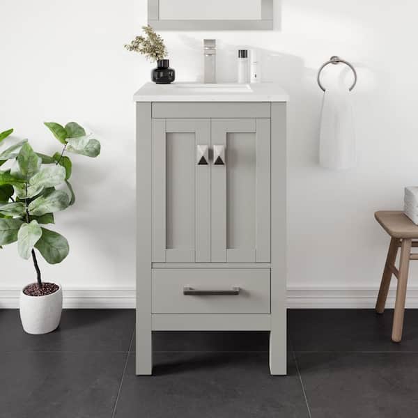 Eviva London 20 in. Single Sink Gray Bath Vanity with White Carrara Quartz Top (Assembled)