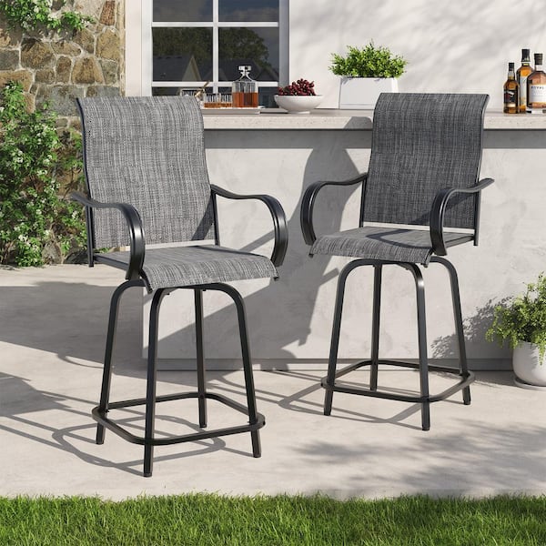 ELPOSUN Swivel Metal Metal Outdoor Bar Stool (2-Pack)