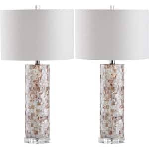 Boise 28.9 in. Cream Shell Table Lamp with White Shade (Set of 2)