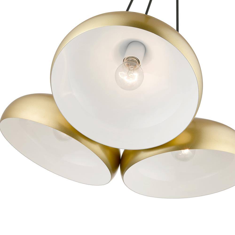 Soft Gold and Polished Brass 3-Light Cluster Pendant