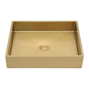 19 in . Stainless Steel Bathroom Sink in Gold Yellow with Pop Up Drain