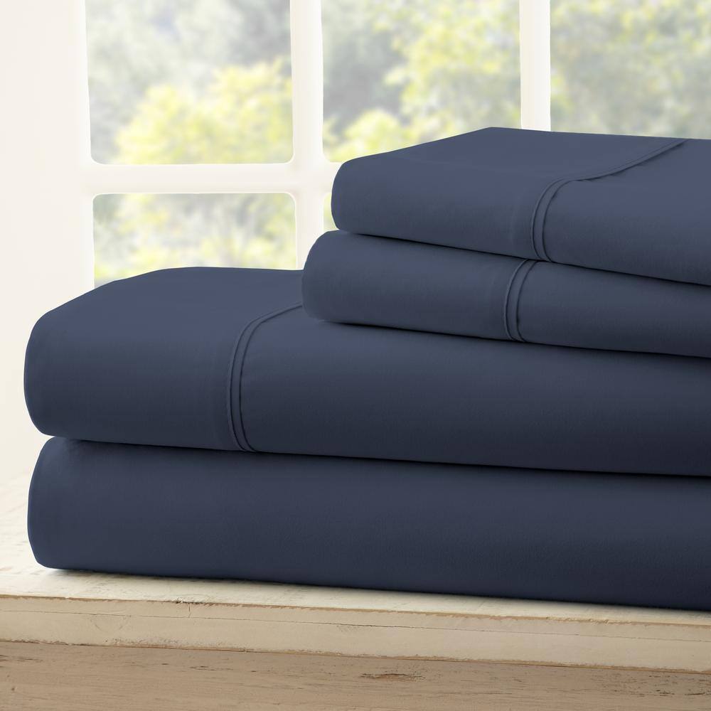 Navy Full Ultra-Soft Microfiber 4-Piece Sheet Set