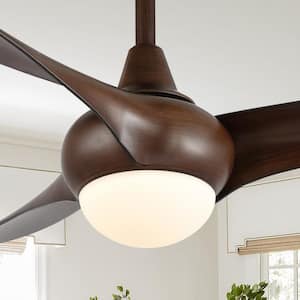 Aviator 52 in. 1-Light Mobile-App/Remote-Controlled 6-Speed Retro Swirl Integrated LED Ceiling Fan, Neutral Brown Finish