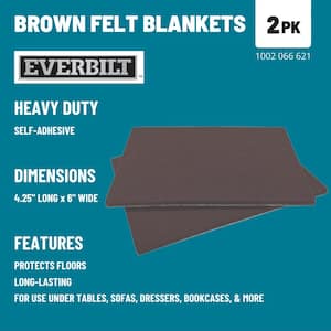 4-1/4 in. x 6 in. Brown Rectangular Felt Heavy-Duty Self-Adhesive Furniture Sheet (2-Pack)