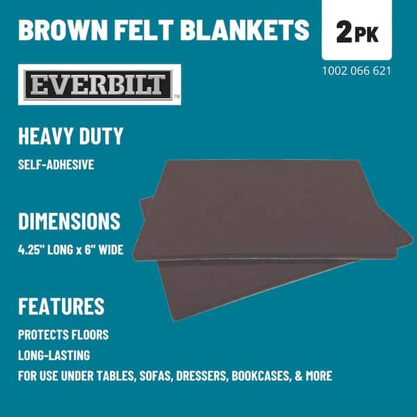 4 1/4 in. x 6 in. Brown Rectangular Felt Heavy Duty Self Adhesive Furniture Sheet (2-Pack)