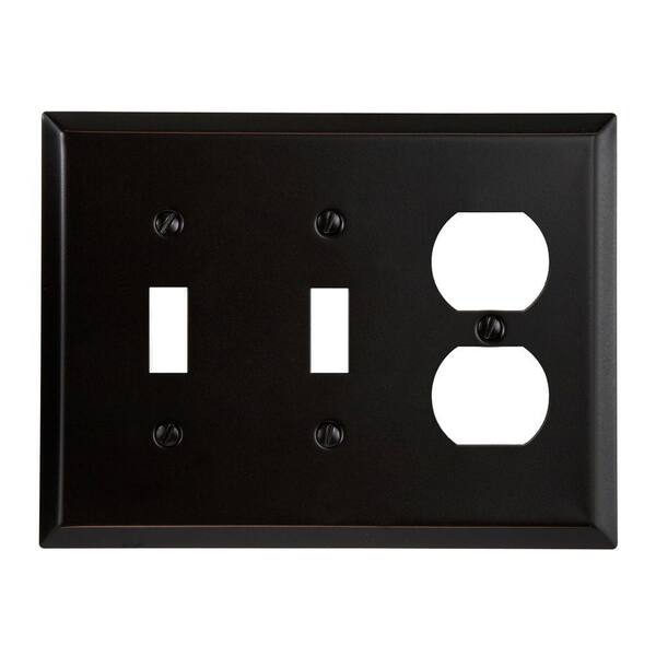 AMERELLE Century Steel 1 Toggle 1 Duplex Wall Plate - Aged Bronze