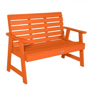 Riverside 4 ft. 2-Person Citrus Orange Recycled Plastic Garden Bench