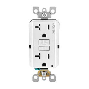 20 Amp 125-Volt Duplex SmartlockPro Tamper Resistant AFCI/GFCI Dual Function Outlet, White