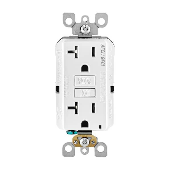 20 Amp 125-Volt Duplex Self-Test SmartlockPro Tamper Resistant AFCI/GFCI Dual Function Outlet, White AGTR2-KW