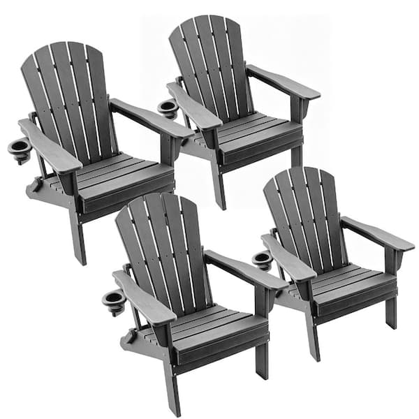 HDPE Adirondack Chair – Weatherproof, Maintenance-Free, Easy Assembly, Multi-Cup Holder, 400lb Cap, 4PCS