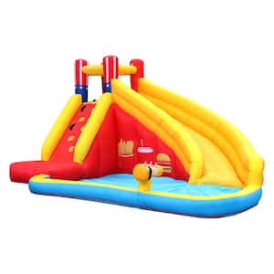 13 ft. Outdoor inflatable water slide backyard water park with climbing wall, water cannon, heavy-duty blower