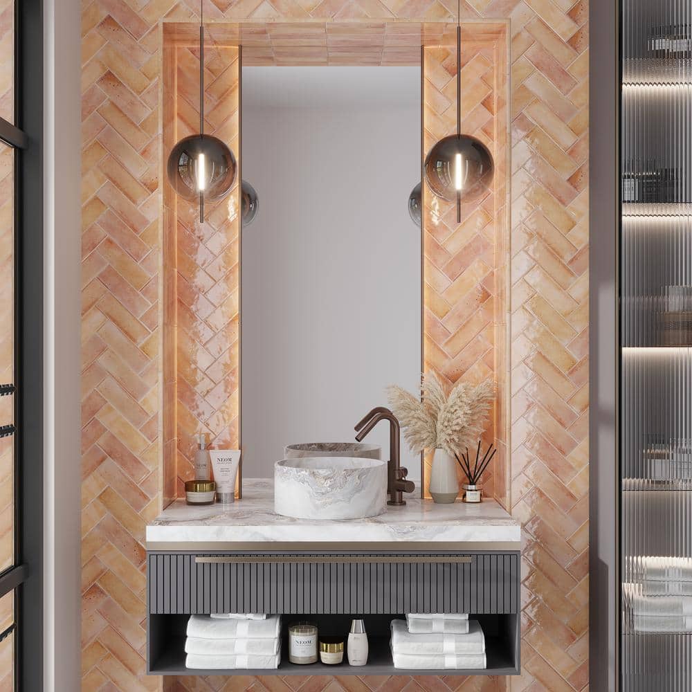 7.9'' Glossy Beige Ceramic Subway Tile for Kitchen and Bathroom