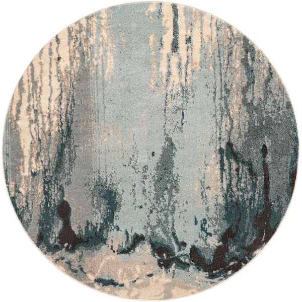 Unique Loom Estrella Sebastia Light Blue 6' 0 x 6' 0 Round Rug