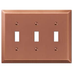 Metallic 3 Gang Toggle Steel Wall Plate - Antique Copper