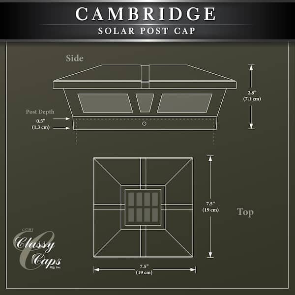 Cambridge Brown Integrated 6 in. x 6 in. Aluminum Cambridge Solar Post Cap (2-Pack)