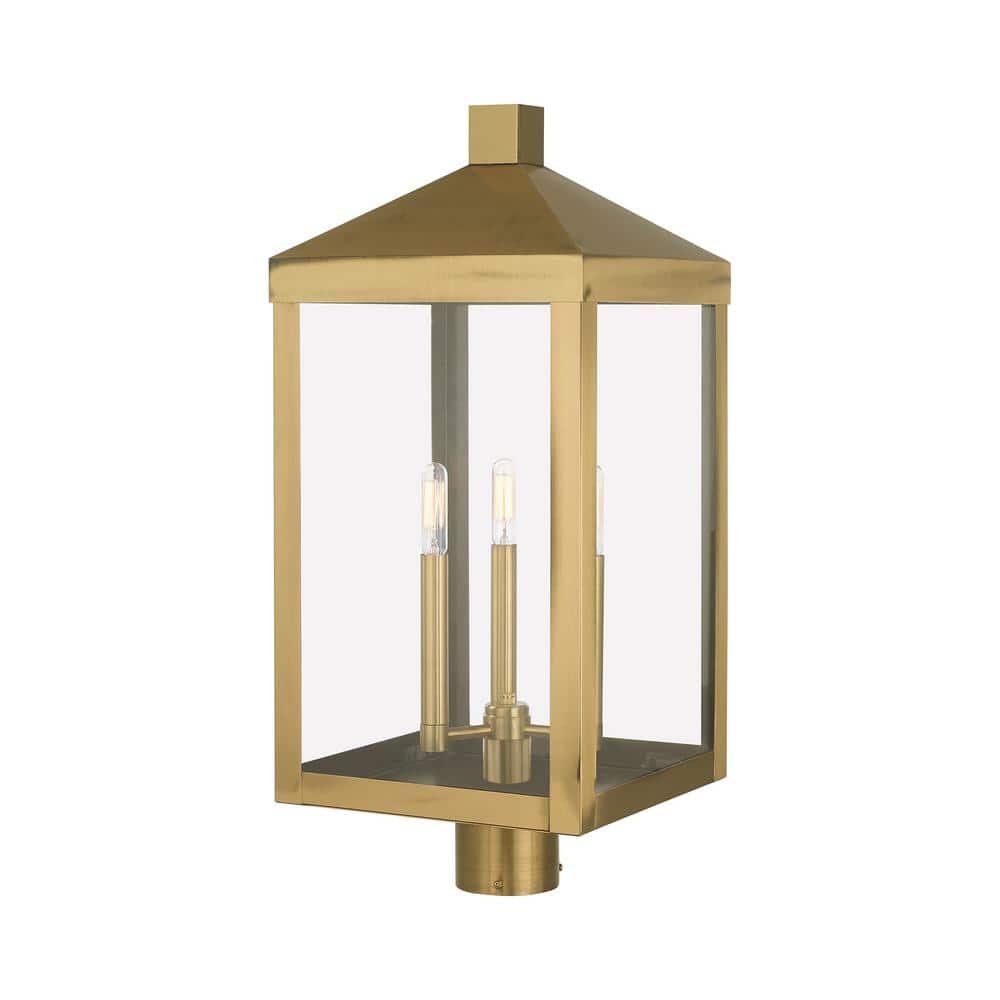Antique Brass 24" Outdoor Post Lantern with Clear Glass