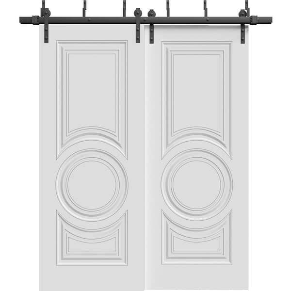 7855 36 in. x 96 in. Sold Core White Enamel Color Wood Sliding Barn Door with Hardware Kit