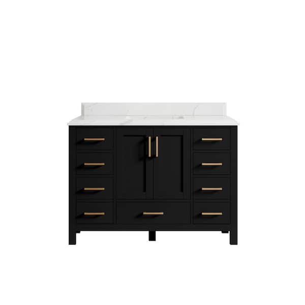 Willow Collections Malibu 48 in. W x 22 in. D x 36 in. H Single Sink Bath Vanity in Black with 1.5 in. Calcutta Laza Top