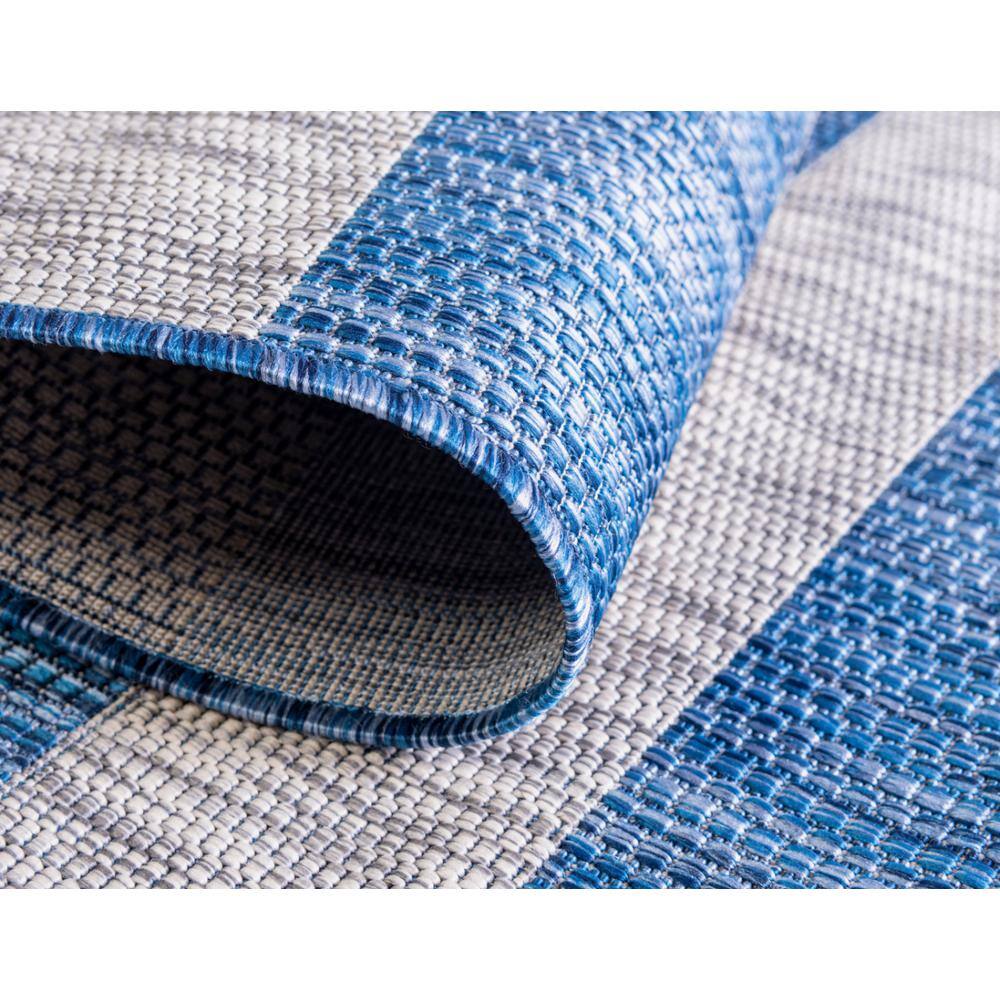 Blue and White Striped Outdoor Synthetic Rug, 9' x 12'