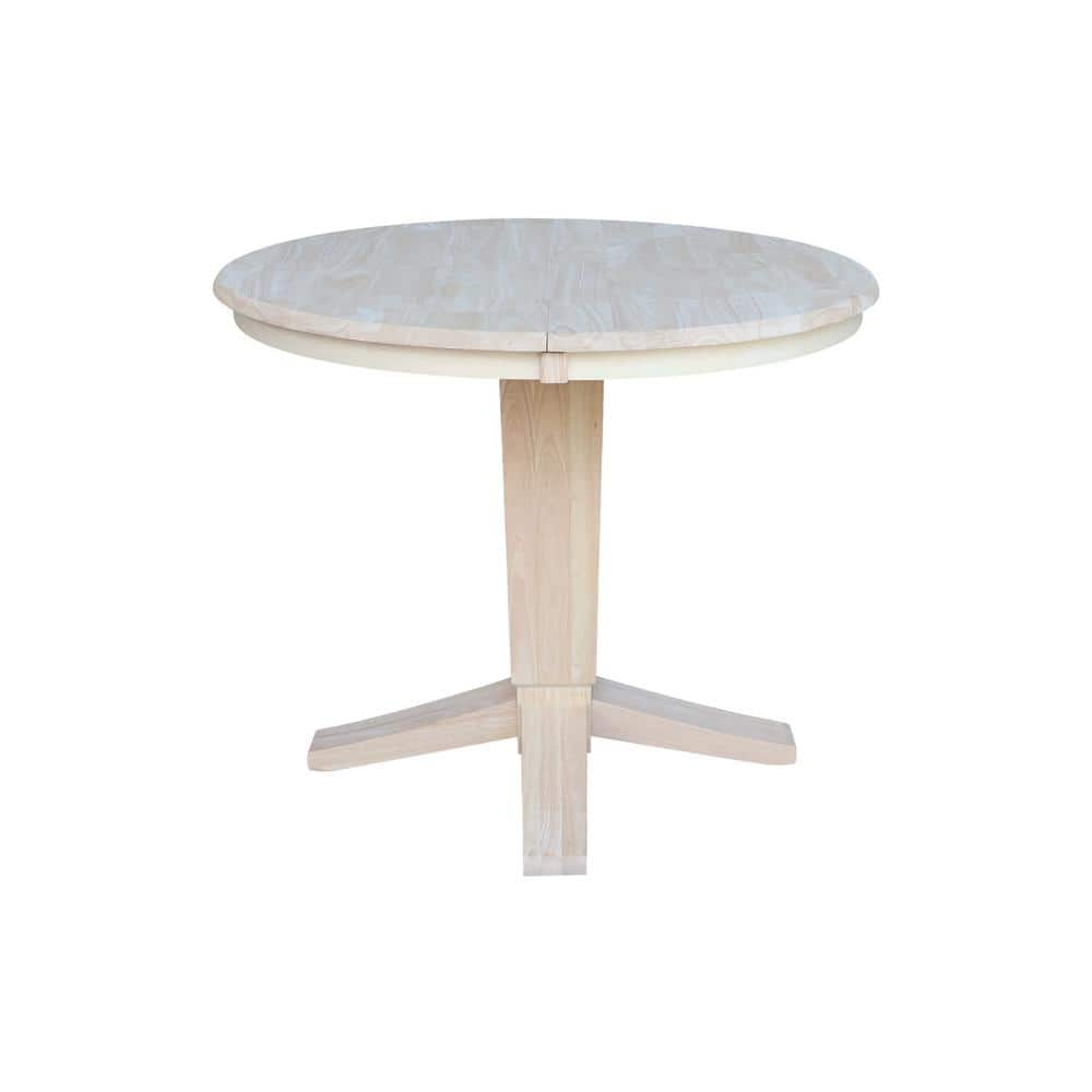 Unfinished Solid Wood Round Extendable Dining Table, 48 in
