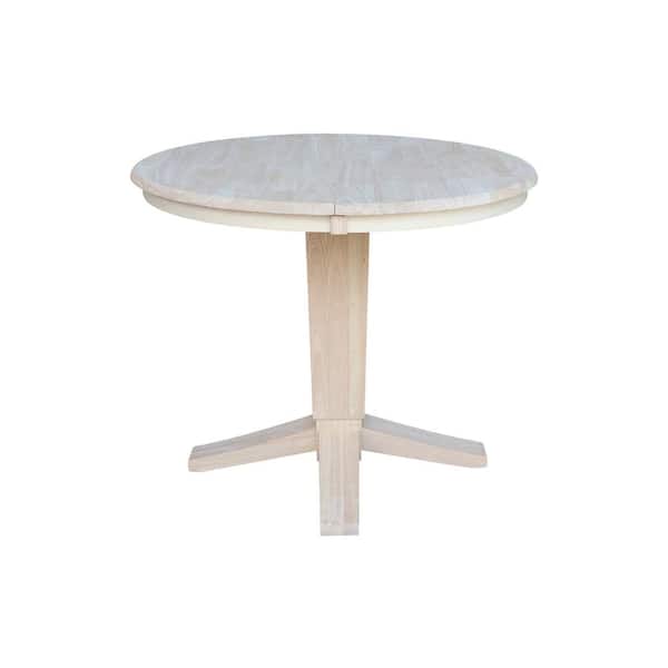 International Concepts Aria Unfinished Solid Wood 36 in Extendable Pedestal Dining Table, seats 4