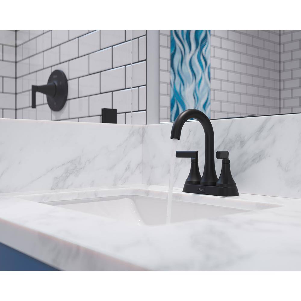Matte Black Double Handle High Arc Bathroom Faucet