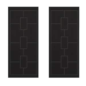 48 in. x 80 in. Hollow Core Black Stained Composite MDF Interior Double Closet Sliding Doors