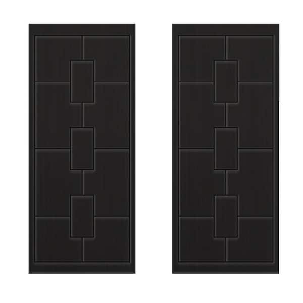CALHOME 48 in. x 80 in. Hollow Core Black Painted Composite MDF Interior Double Closet Sliding Doors