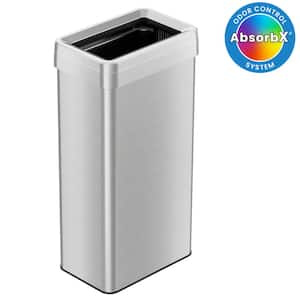 21 Gal. Rectangular Open Top Commercial Grade Stainless Steel Trash Can and Recycle Bin with Dual-Deodorizer
