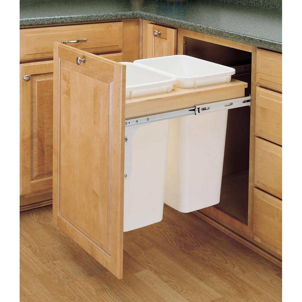 Rev-A-Shelf Double 50 Qt. Pull-Out Top Mount Maple and White