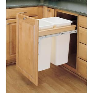 Double 50 Qt. Pull-Out Top Mount Maple and White Container for 1-1/2 in. Face Frame Cabinet