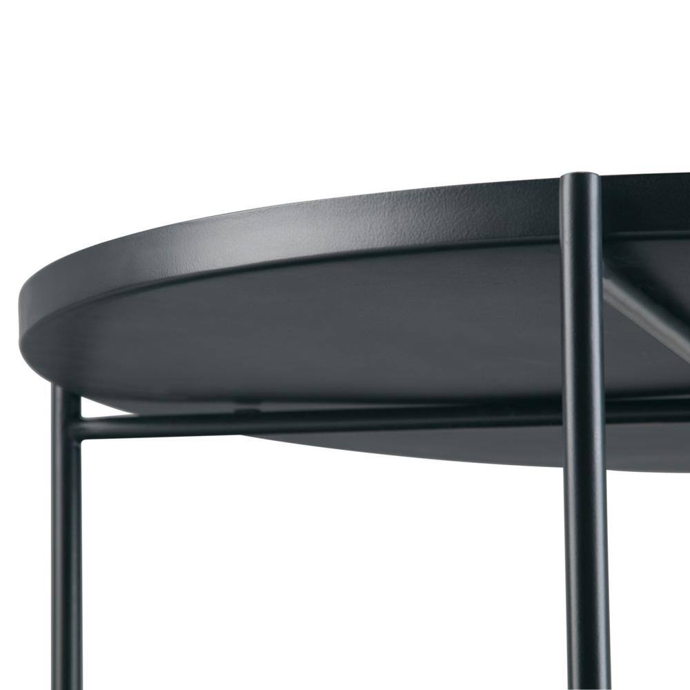 Monet 32" Round Black Metal Coffee Table with Storage