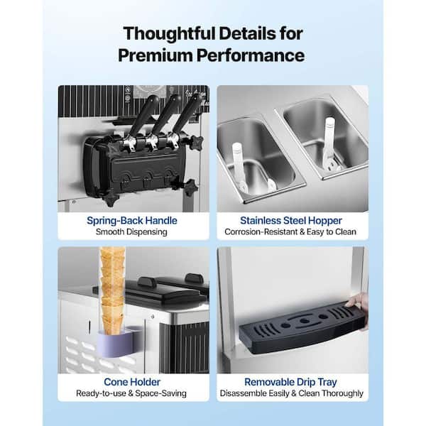 SKYSHALO Commercial Soft Ice Cream Machine 6 qt. Stainless Steel 3