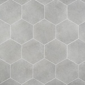 Klyda Gray 12.6 in. x 14.5 in. Matte Hexagon Porcelain Floor and Wall Tile (10.51 sq. ft. / Case)