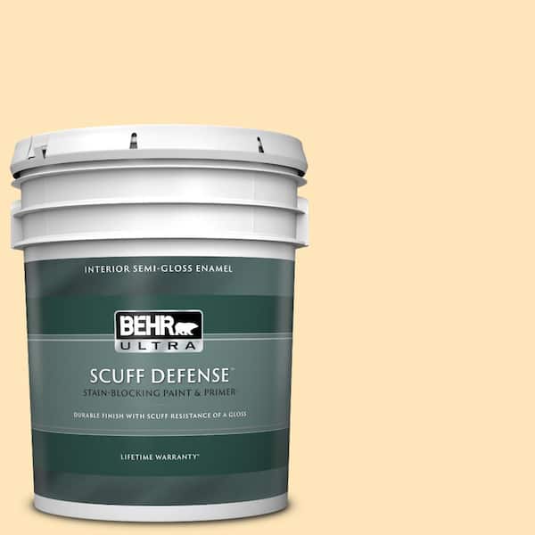 BEHR ULTRA 5 gal. #BIC-28 Butter Creme Extra Durable Semi-Gloss Enamel Interior Paint & Primer
