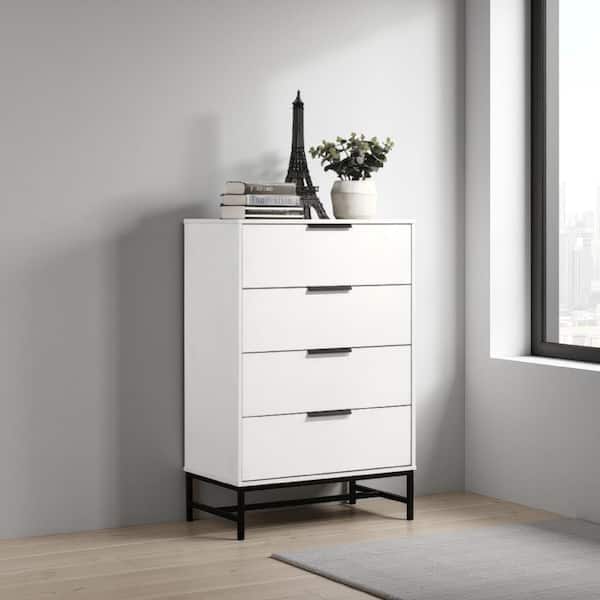 white dresser black handles 6 Drawers for Bedroom, Farmhouse 54 Inch Wide Wood Dresser Che  My Store it guarantees safe and smooth use Benjara Noro White and Black