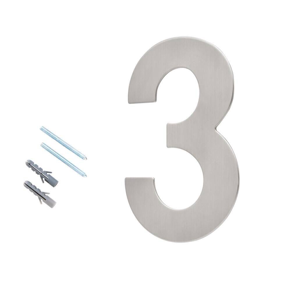 6 Inch Silver Stainless Steel Floating House Number