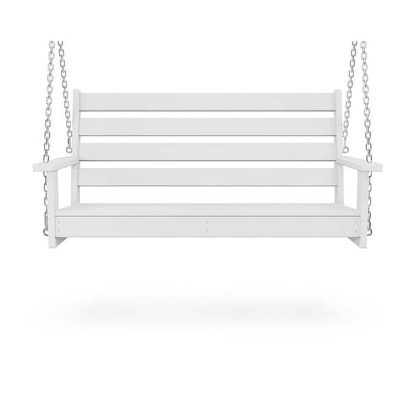 POLYWOOD Grant Park 48 in. 2-Person White HDPE Plastic Swing