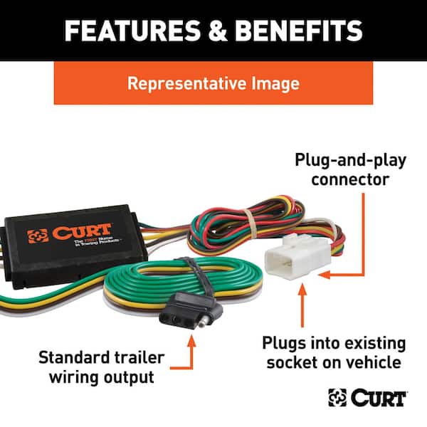 Custom Vehicle-Trailer Wiring Harness, 4-Flat, Select Acura MDX, OEM Tow Package Required, Quick T-Connector