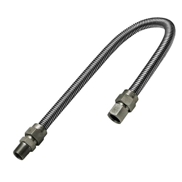 The Plumber's Choice 0.5 in. OD x 2.5 ft. Stainless Steel Flexible Gas Connector for Dryer/Water Heater 1/2 in. FIP x MIP Fittings
