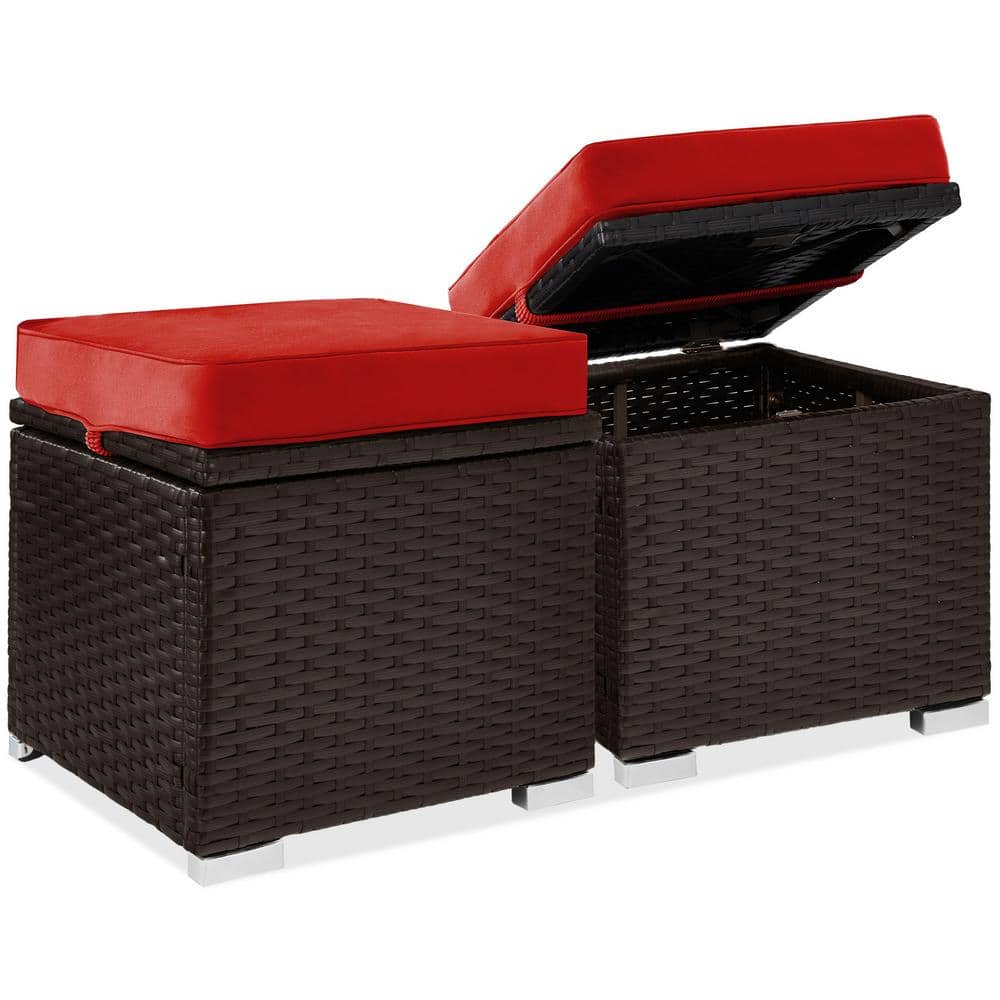 Best Choice Products Brown Wicker Outdoor Ottomans Storage Box ...