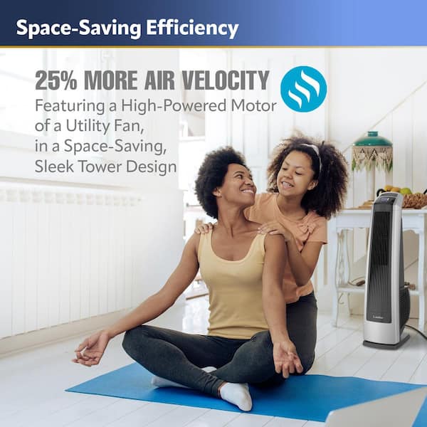 Lasko High Velocity 35 in. 3 Speed Gray Oscillating Tower Fan with Auto  Shut-Off Timer and Remote Control U35115 - The Home Depot