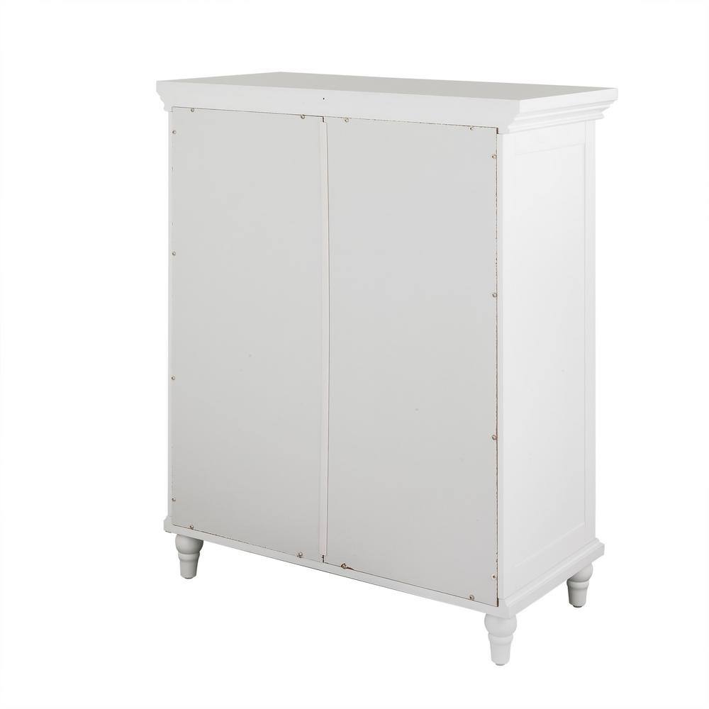 Elegant Florence White Wooden Floor Cabinet with Adjustable Glass Shelves