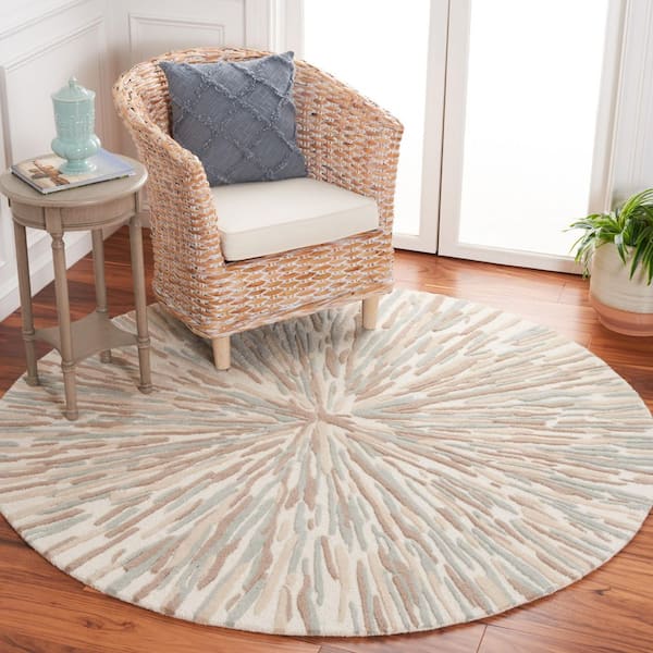 Fifth Avenue 3 ft. x 3 ft. Ivory/Gray Abstract Gradient Round Area Rug