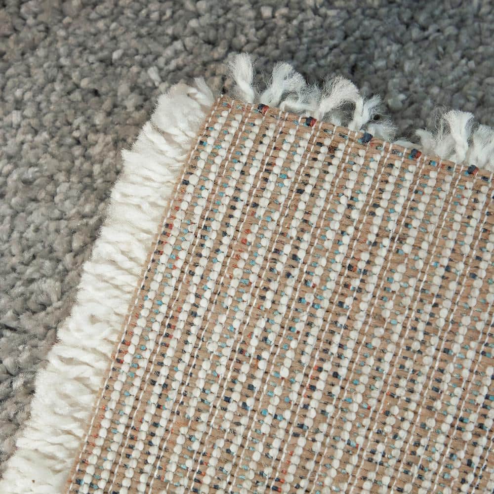 Navy and Multicolor Geometric Synthetic 5' x 7' Area Rug