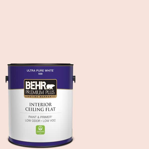 BEHR PREMIUM PLUS 1 gal. #210C-1 Angel Blush Ceiling Flat Interior Paint