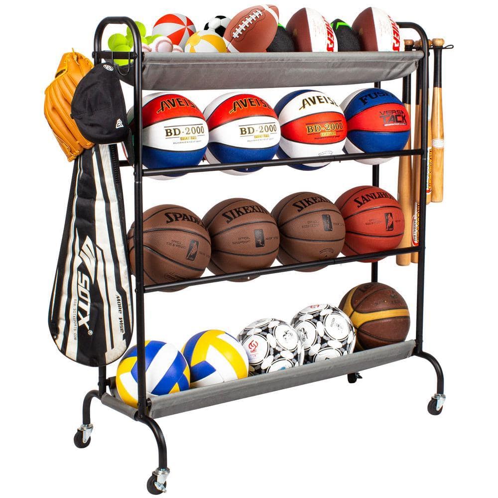 7 Tier Basketball Ball Storage Rack, Basketball Holder Garage Ball